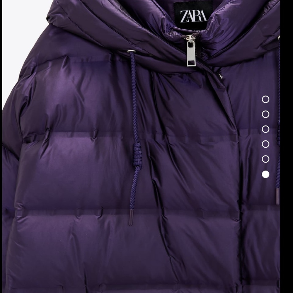 Zara Purple Puffer Coat with Hood - Picture 5 of 6
